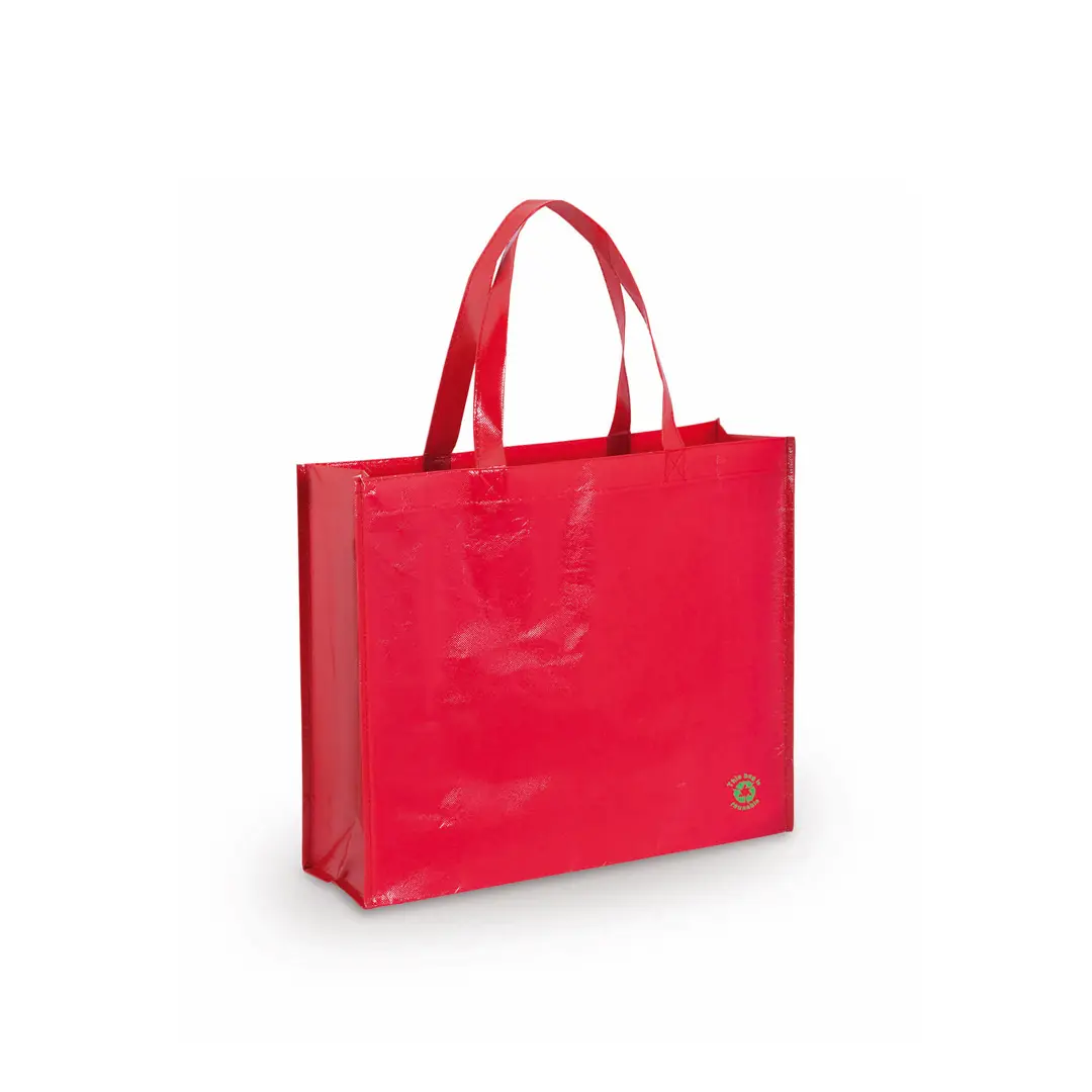 bolsa reutilizable roja de gran tamaño con asas largas