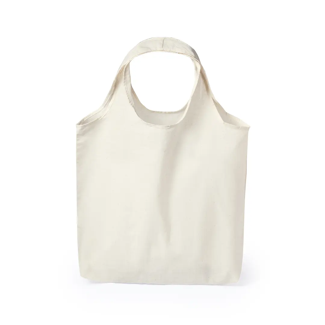 bolsa de lona cruda con asas estilo tote sobre fondo blanco